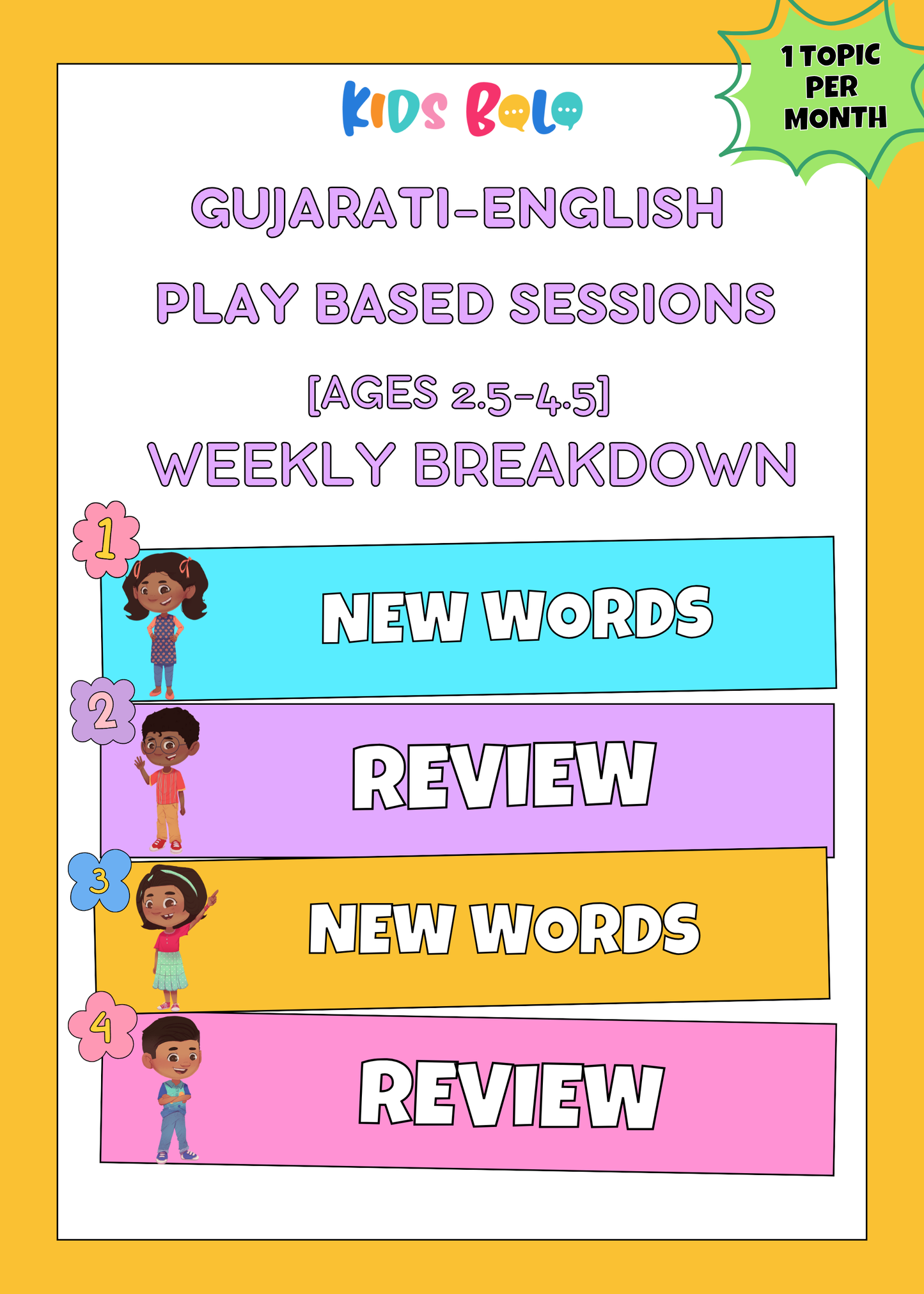 Play-Based Gujarati Sessions | AGES 2.5 to 4.5 | Virtual